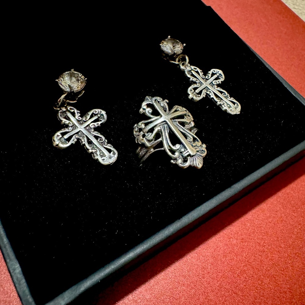 Silver Set Earrings and Ring